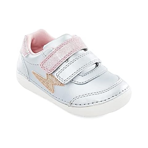 Stride Rite Unisex Child Soft Motion Kennedy Sneaker, Silver Multi, 4 Toddler US Cover