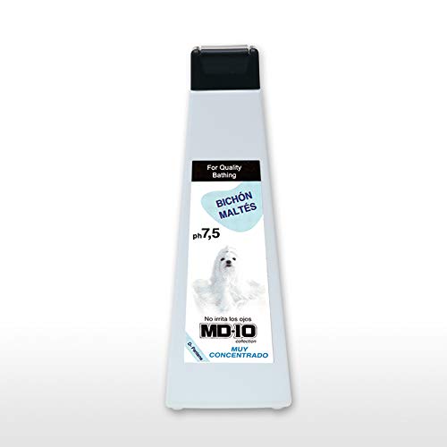 Champú para Bichón Maltés - Champú para Perros Hidratante y Dermoprotector con Vitamina D-Pantenol - Realza el Blanco Natural del Pelo - Vegano - Fabricado en España - 750 ml - MD-10 COLLECTION