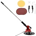 Concrete Trowel with Extension Rod Electric Wall Smoothing Polishing Machine 1680W Handheld Plaster Mortar Cement Putty Trowel Concrete Mixer 6-Speed Concrete Polishing Machine (Red)