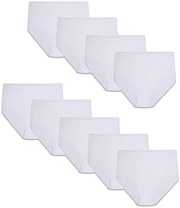 Fruit of the Loom womens Tag Free Cotton Panties Briefs, Brief – 9 Pack White, 8 US