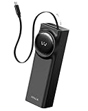 iWALK Laptop Power Bank, 20000mAh 65W Portable Charger with Built-in 2.3ft Retractable USB-C Cable & LED Display - Triple Outputs for MacBook Pro/Air, iPhone 16/15 Series, iPad Pro, Samsung S25/S24
