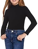 Arshiner Mädchen Langarmshirt Rollkragen Weiches Schule Unterziehshirt für Kinder Einfarbiges Dünnes Basic Oberteil für Herbst Winter Hautfreundlich Leicht Tops Schwarz T-Shirt 12-13 Jahre