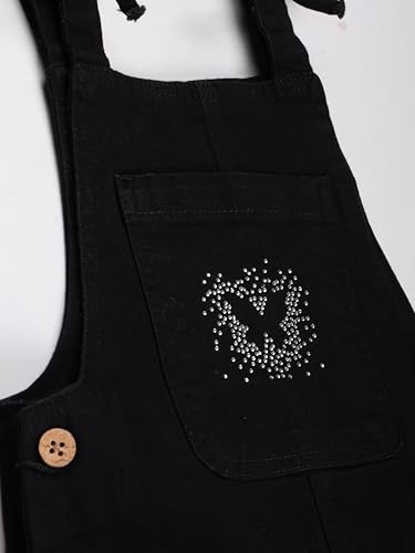 Image of KiddoPanti Girls Denim Dungaree Pant | Cotton Blend Stretch Jumpsuit | Single Front Pocket | Stylish Casual Kids Dungaree | Comfortable Everyday Wear 1-14 Years