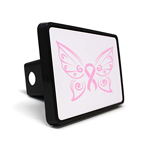 Style In Print Trailer Hitch Cover Designer Butterfly Pink Ribbon Cancer Lifestyle Plastic 2 Inches Truck Receiver Black Border Design Only #TOP9