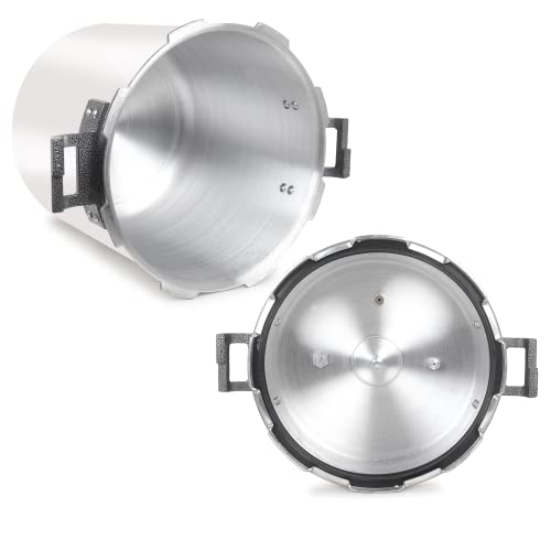 Image of Time Saver ISI Mark Commercial Hard Anodized Aluminum Outer Lid Handi Pressure Cooker - (Silver, 60L)