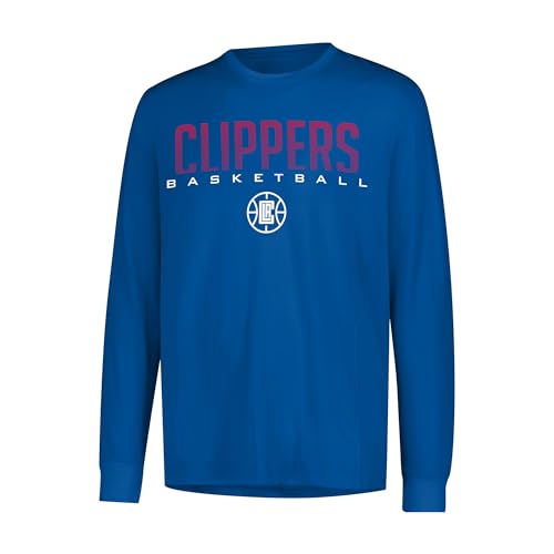 Ultra Game NBA Official Youth Super Soft Long Sleeve T-Shirt, Los Angeles Clippers, Team Color, 8