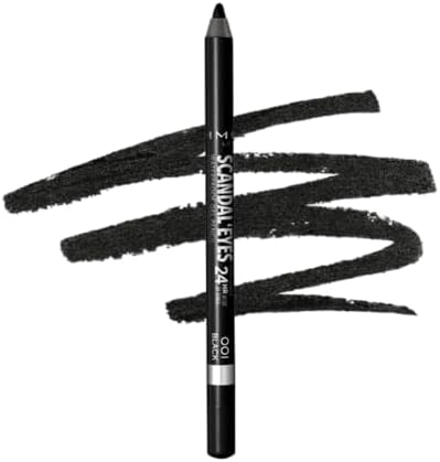 Rimmel London Scandaleyes Waterproof Gel Pencil Eyeliner, Long-Wearing, Ultra-Smooth, Smudge-Proof, 001, Black, 0.04oz