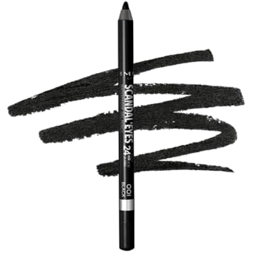 Rimmel London Scandaleyes Waterproof Gel Pencil Eyeliner, Long-Wearing, Ultra-Smooth, Smudge-Proof, 001, Black, 0.04oz