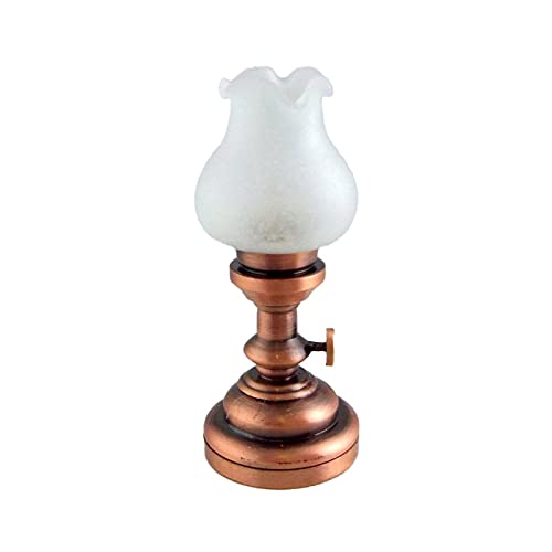 Wonham Dolls House Miniature 1:12 Scale Lighting Led Battery Light Copper Oil Gas Lamp