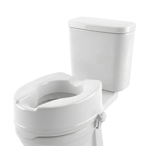 Mobiclinic®, Elevador WC para Adulto, Sin Tapa, 10 cm, Adaptable a inodoros ovalados, Sistema de fijación Lateral, Marca española, Modelo titán