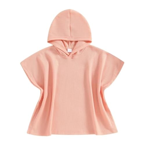 Balaflyie Kids Swim Cover up Girls Boys Waffle Towel Poncho Swimsuit Coverups for Beach Pool Bath (Pink 5-6T)