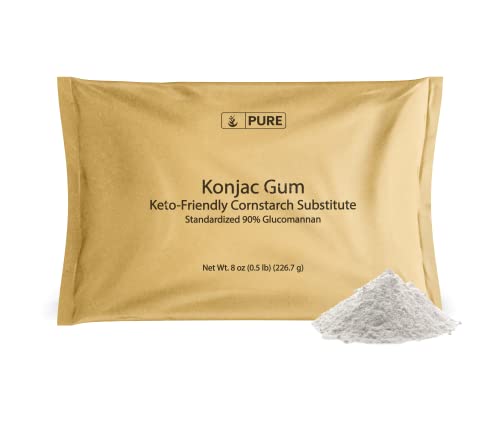 Konjac Gum Powder (8 oz) Glucomannan Konjac Powder, Cornstarch Substitute, Thickener
