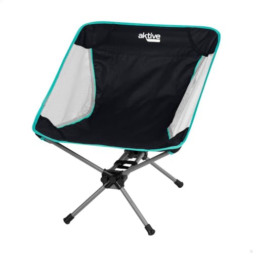 AKTIVE Silla de Camping Plegable, Muy compacta, De Acero y poliéster, Máximo 110 kg, 58x46x66 cm, Cómoda y Resistente,...