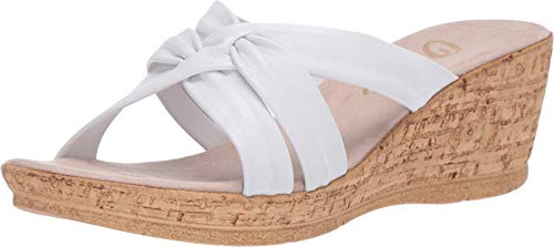 White Leather Slip-On Sandals by Onex Shoes