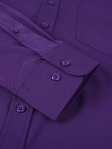 Men's Dress Shirts Long Sleeve Button Down Shirt Business Formal Stretch Shirt Regular Fit with Pockets4