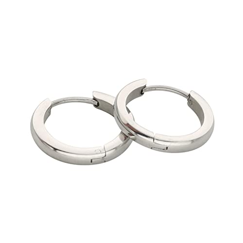 Créoles acier inoxydable homme femme anneaux ronds argent noir or 7mm 14mm