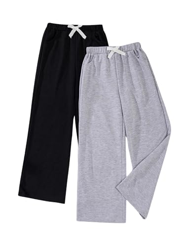 Floerns Girl's 2 Pcs Casual Drawstring Loose Sweatpants Kids Athletic Running Sweat Pants