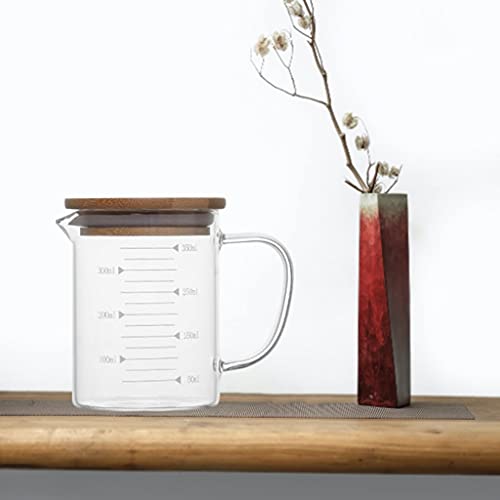 MagiDeal Glazen Maatbeker Vriezer Veilig Transparant met Deksel Handvat Maatregel met Uitloop Beker Koken Keuken Thee… - Afbeelding 3