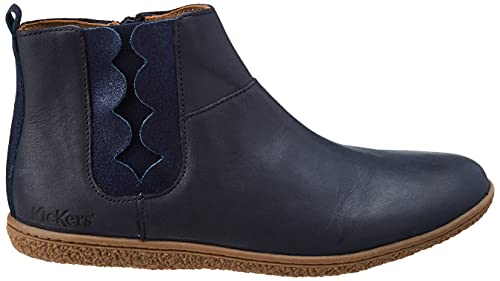 Kickers Women's Chelsea Boots Oxford Flat, Marine Metallise, 6 #TOP5