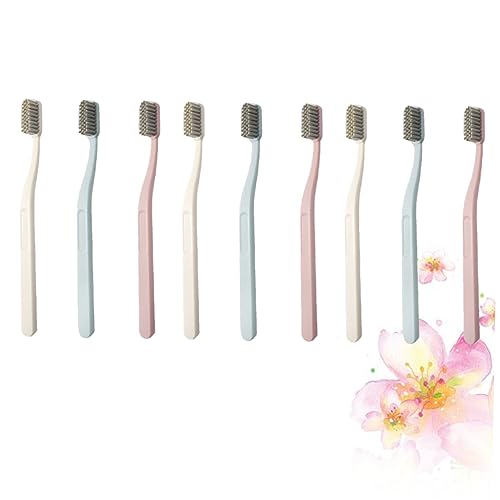 OUNONA 9 Stück Nylon Zahnbürsten für Erwachsene Harte Borsten Beige für Gründliche Zahnreinigung und Optimale Mundpflege – Bild 4