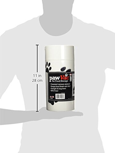 Pawvacs Set Of 4 ( 3, 6, 12, 24 Ounce ) Vacuum Sealed Pet Food Storage Containers; White Cap & Body/Black Paws #TOP5