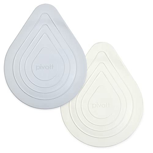 Image of Pivott - Bathtub Drain Stopper (Made in USA) Sink Plug & Blocker - Flat Silicone Bath Tub Cover Stops & Blocks Water & Hair Catcher - for Bathroom Shower or Kitchen - 2 Pack (Gray and White)