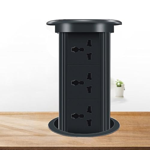 Pop-Up Socket with Wireless Charger, 3 Universal Sockets, Hidden Power Socket for Kitchen and Office Desk, Convenient and Space-Saving Design