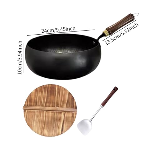 Wok con mango de madera 24 cm negro miniatura 4
