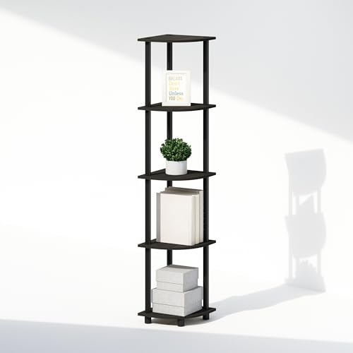 Image of Furinno Turn-N-Tube Storage Shelves, 5-Tier Book Shelf, Corner Shelf, Toolless Open Shelves, for Organization and Storage, Living Room, Home Office, Hallway, Bedroom, Espresso