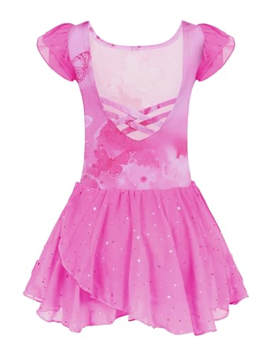 Image of Arshiner Girls Ruffle Sleeve Ballet Dance Dress Tutu Skirted Leotard