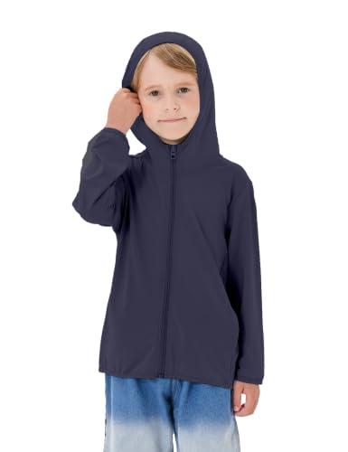 Image of TAGIHOO Kids Active Zipper Sun Protection Jacket Boys Girls Hooded Cooling Shirt Pockets Fishing Running Outdoor