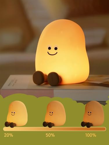 Image of QANYI Squishy Potato Night Light with Timer, 7 Color Changing & Dimmer, Rechargeable Silicone Lamp - Soft Glow for Bedroom, Desk, Cute Funny Gift for Adults Teens