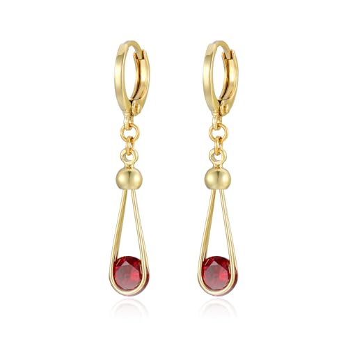 Boucles d'oreilles créoles pendantes plaqué or 14k et cristal étincelant