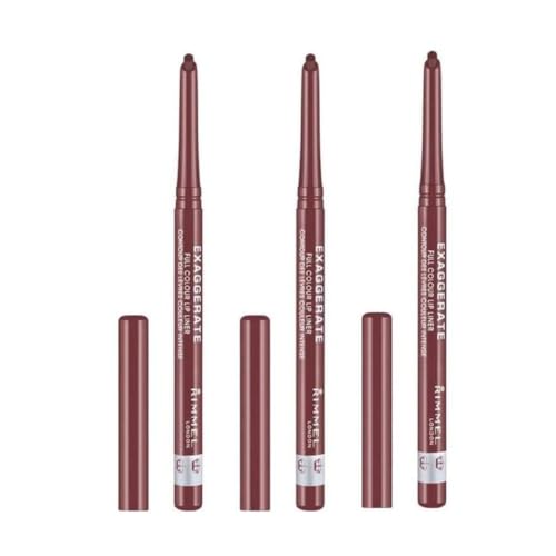 Rimmel Exaggerate Lip Liner Addiction, 0.08 onzas, paquete de 3