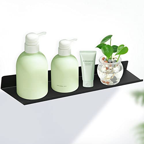 RECHCIGA Schwimmende Wandregale Metall Bad Wand Regal Schwarz Badablage Platzsparend Schweberegal Schwebende Metallregal Wand Montiert Lagerregal für Badezimmer, Küche, Wohnzimmer, 40x12x4 cm Cover