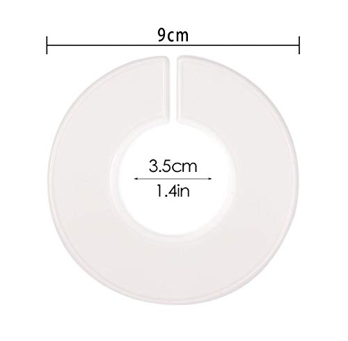 QUUPY 20PCS White Closet Dividers Clothes Organizers Clothing Rack Size Dividers Round Clothes Hanger Separator Dividers for Closet Garment - Image 2