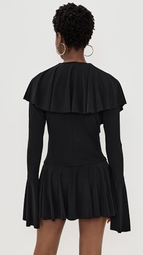 Norma Kamali Women's Long Sleeve Deep V Ruffle Mini Dress3