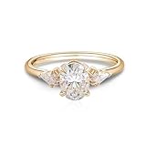 Pinky - Anillo para mujer con 4 garras con moissanite ovalado de 14 quilates, oro amarillo de 14 quilates, talla 66 (21.0)