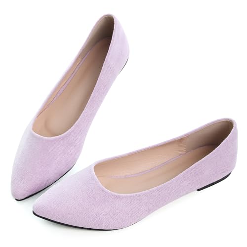 Image of Dear Time Women's Pointed Toe Ballet Flats Simple Casual Office Work Flats Slip-on Comfortable Shoes
