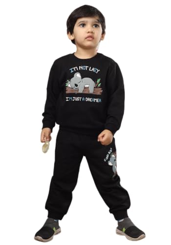 Image of POLKA TOTS 100% Cotton Co-Ord Joggers for Kids | Trendy Sweatshirt & Joggers Set | All Season Wear for Kids, Toddler & Newborn | Soft & Breathable Dress for Boys & Girls | from 6 Months to 8 Years