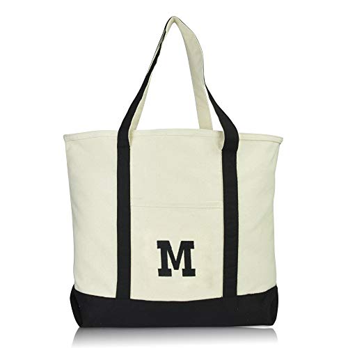 Bolso Tote personalizado con letra M en negro miniatura 4