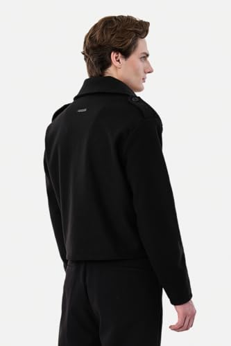 Image of SNITCH Men Casual & Formal Jacket | Regular Fit Notch Lapel Solid Design & Buttoned Closure | Premium Polyester Fabric & Woven Texture For Office