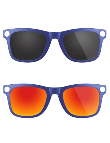�Ό��N���b�v�I���T���O���X for Ray-Ban Meta Wayfarer RW4006 & Gen 2 RW4012 (Size 50-22)�A���K�l�p�O���A�h�~�N���b�v - �j�����p�ł� - �u���b�N & ���b�h