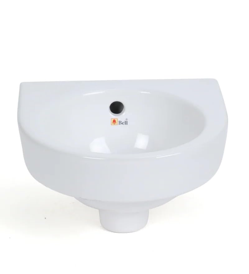 Image of Bell Wash Basin /Bathroom Basin /Glossy Small Sink Wall-Hung Hand Wash Basin For Bathroom & Living Room, (Dimension 31 x 28 x 15 CM) (Apple)
