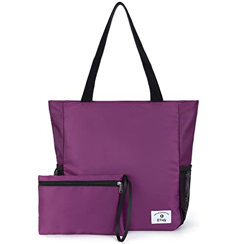 Image of ETidy Large Capacity Foldable Tote Bag With Zipper Water-resistant SandproofWomen Beach Bag Handbag GymBag Travel ShoppingBag