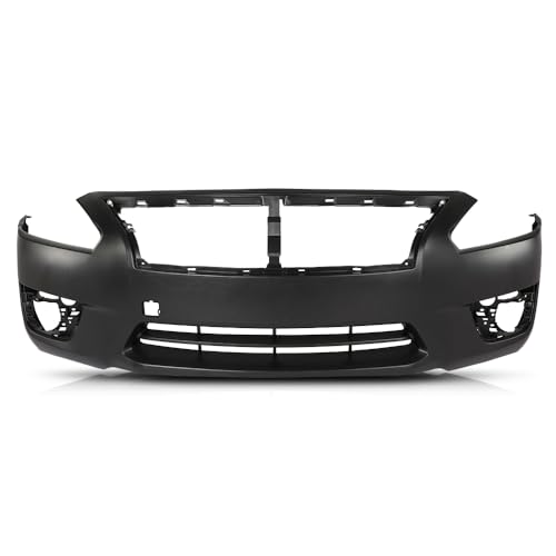 PIT66 Front Bumper Cover with Fog Light Holes Primed Compatible with Nissan Altima Sedan 2013-2015, w/o License Plate Provision, w/o Parking Aid Sensor Holes 620223TA0H, NI1000285 w/Tow Hook Hole