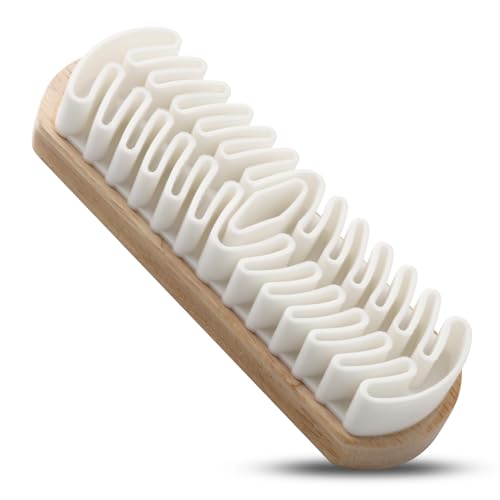 DekoTech Cepillo de limpieza de ante - Quitamanchas de nobuck y gamuza - Cepillo con mango de madera de loto - Levanta la siesta y restaura la textura - Ideal para zapatos, botas, bolsos, cinturones y