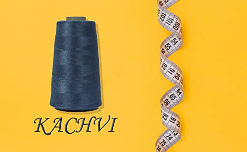 Image of Ace International Exports 3000 m Overlock Polyester Sewing Thread Set Box Yarn Spools Cone Navy (Pack of 5)