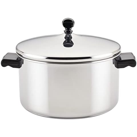 Farberware Classic Stainless Steel 6-Quart Stockpot with Lid, Stainless Steel Pot with Lid, Silver Cover