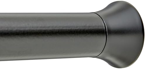 Amazon Basics Barra de Cortina de Ducha con tensión Ajustable, de 137 a 229 cm, Color Negro